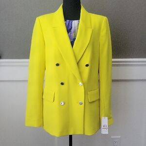 DKNY Vibrant Yellow Double-Breasted Blazer